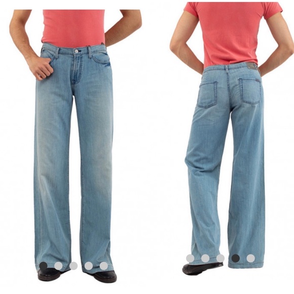 7 For All Mankind Other - 7 FOR ALL MANKIND Clean 4 Pocket Wide Leg Light Blue Men’s Jeans Size 28x35